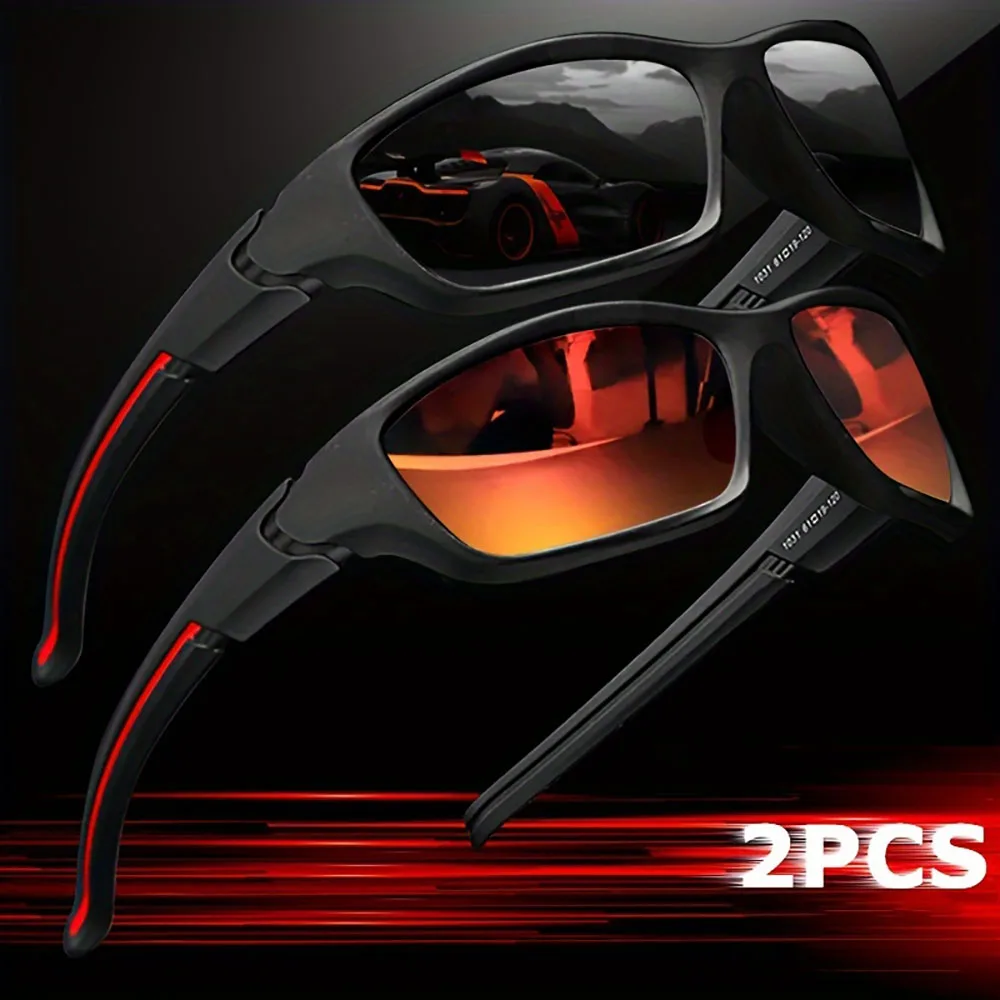 Glasses 2pcs Advanced Cool Fantasy Polarized Surround Fashion Men's and Women's Outdoor Sports Cycling Fishing Hiking Golf
