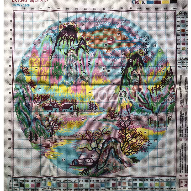 絵のような風景モチーフの刺繡キット,中国のクロスステッチキット,針