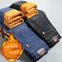 WTHINLEE Winter Fleece Thick Warm Men's Jeans Stretch Straight Casual Trousers Classic Denim Plush Pants Male Brand Clothing 2