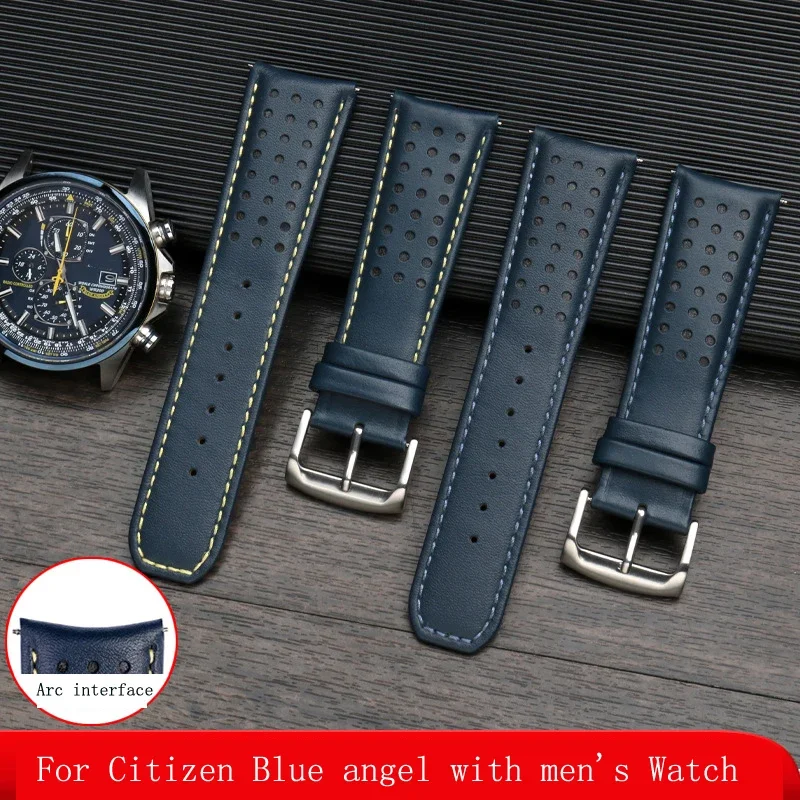 Per Citizen Blue Angel Men Radio Wave Watch At8020-54L/8020-03L/Jy8078 Cinturino Con Cinturino In Vera Pelle Con Estremità Curva 22 23