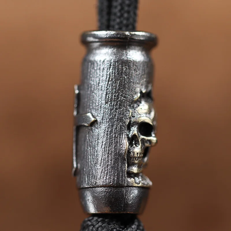 Paracord Bullet Necklace Skull Cross Bullet Brass Knife Beads EDC