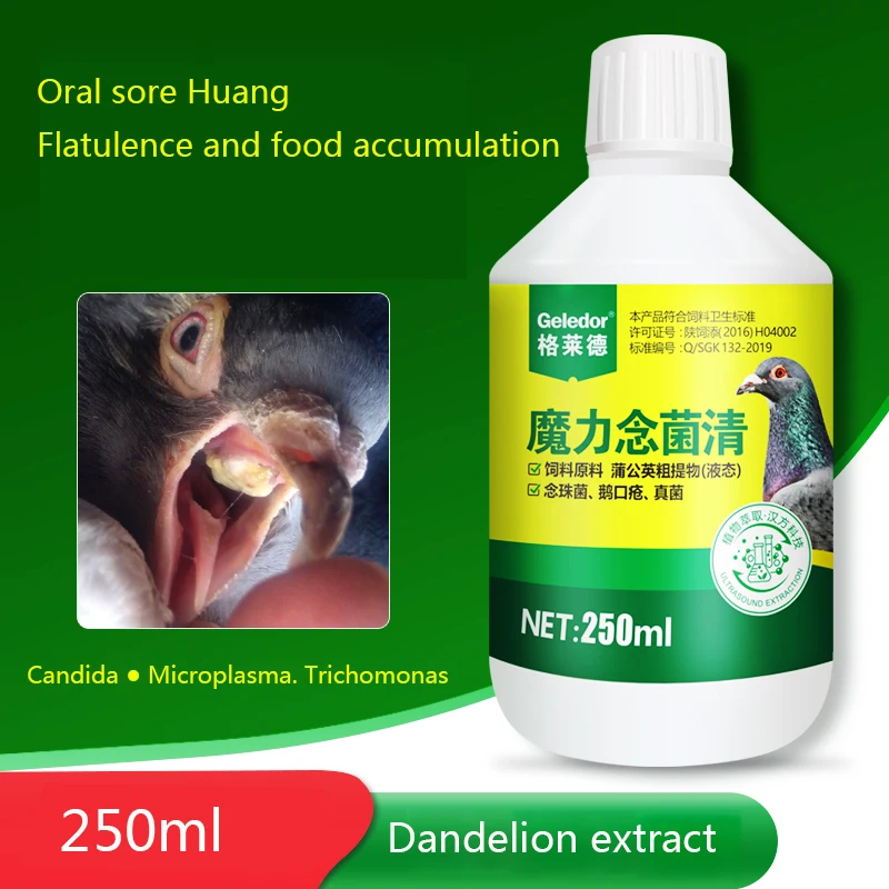 

Sixin Pigeon Oral Soreness Pien En Trichomonad Candida Micro-plasma Swelling Mouth Huang Crop Nutritional Supplement 250ml