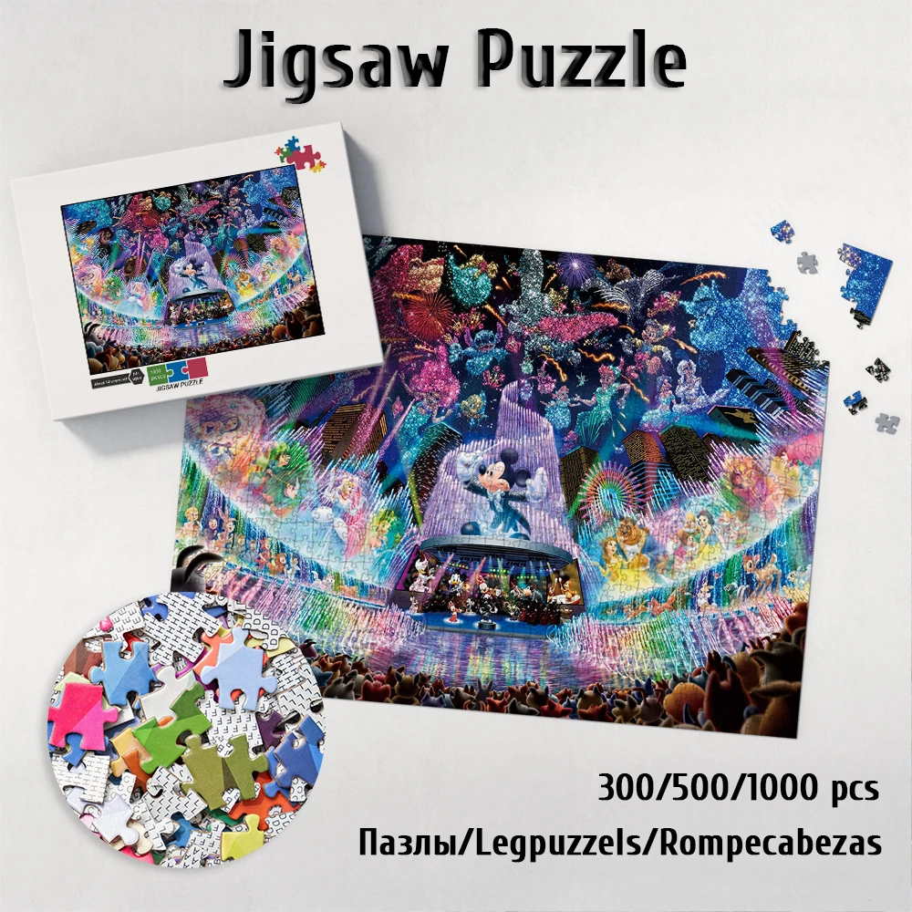 Disney Water Dream Concert Jigsaw Puzzle Mickey Mouse Puzzles for Adults Disney Cartoon Games and Puzzles Kids Educational Toys frozen elsa and anna jigsaw puzzles cartoon disney puzzle queen elsa games and puzzles educational toys for kids adults restless