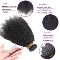 Extensions de cheveux humains naturels vierges indiens bruts, bouclés afro crépus 4B 4C, doux, en trame 5
