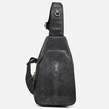 2023 New Luxury Pearl Fish Skin Men's Chest Bag Genuine Leather Man Shoulder Bag Business Shoulder Bag Leisure Chest Pack 45