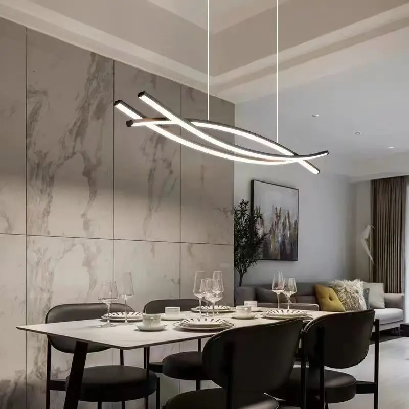 Living Room chandelier Nordic modern simple high-end restaurant a word strip light geometry bar minimalist table chandelier led chandelier,ceiling chandelier,led pendant light