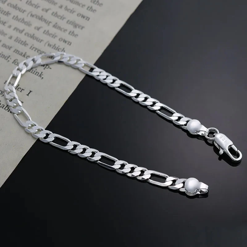Charm 925 Sterling Silver Bracelets for Women Simple Fine 4MM Chain Fashion Wedding Party Christmas Gifts Jewelry