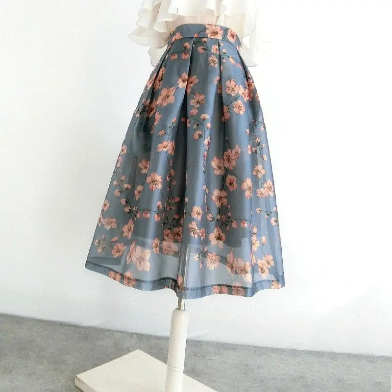 

Flower Skirt Fashion Clothes Long Skirts Women Clothing Casual Vintage Elegant Summer Style Cotton Linen Streetwear F124