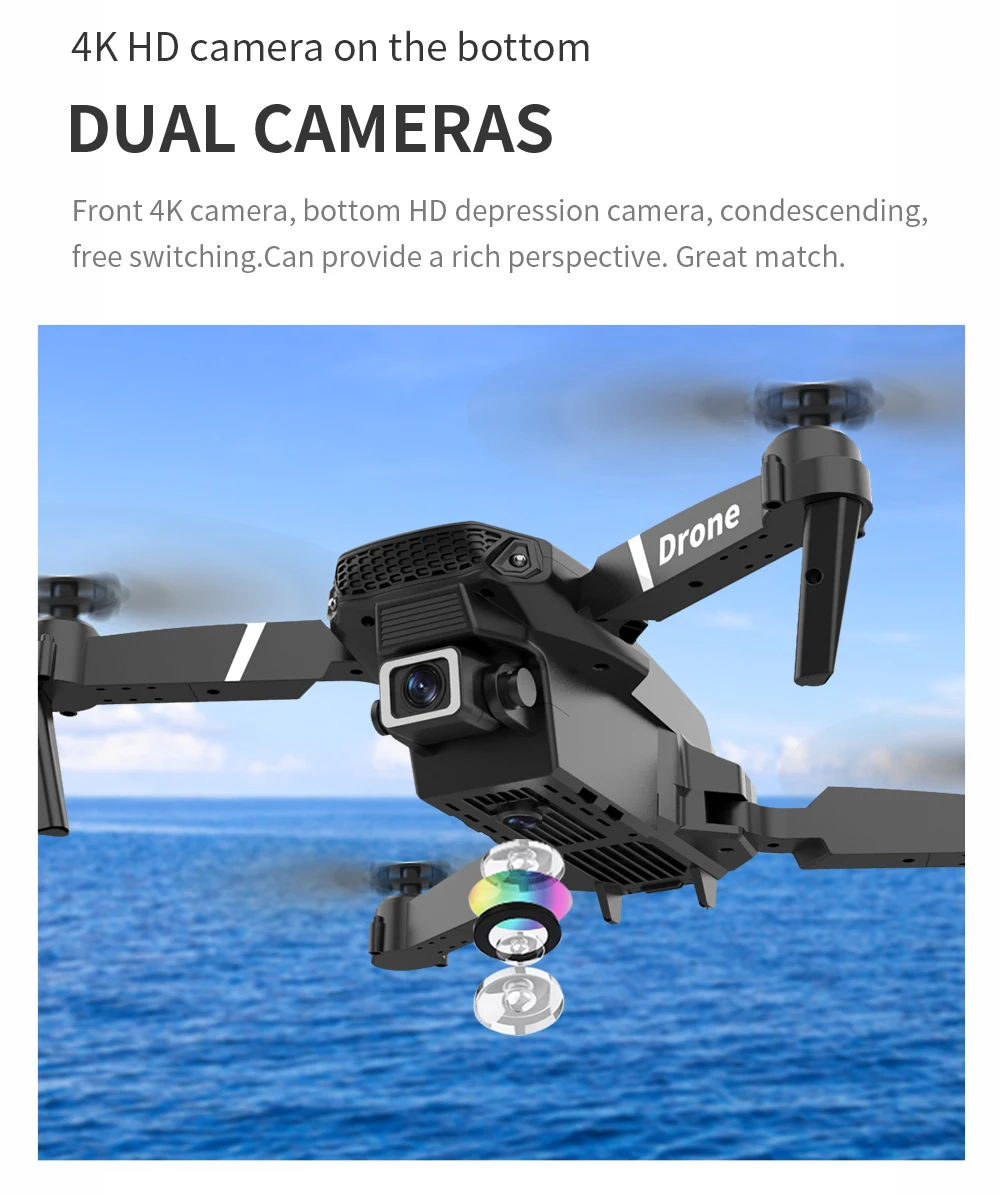 E88 professional drone WIFI FPV wide-angle HD 4K 1080P camera height hold foldable quadcopter children's gifts toys mini drone remote control drone