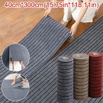 40cmx3m DIY Solid Color Striped Kitchen Door Mat Floor Mat Room Decoration Self-adhesive Non-slip Carpet Home Decor Hallway Rug 1