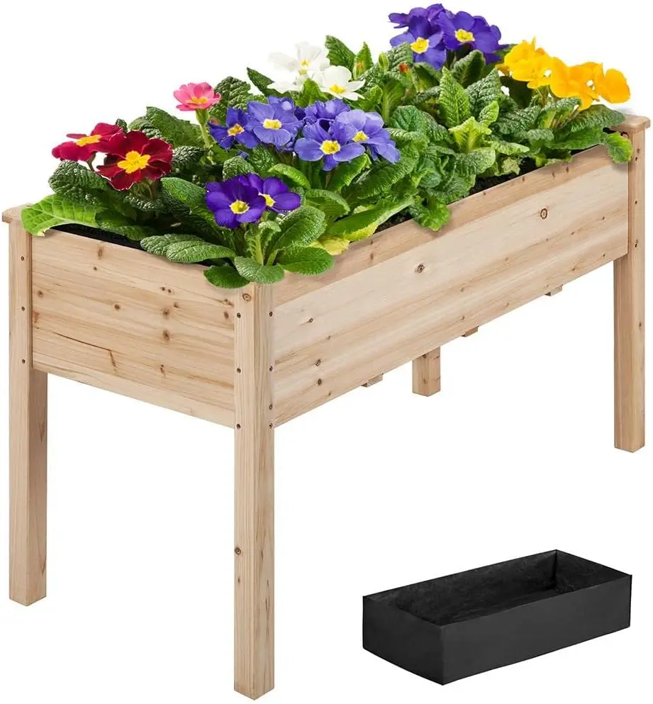 Elevated wooden planter box photo 1