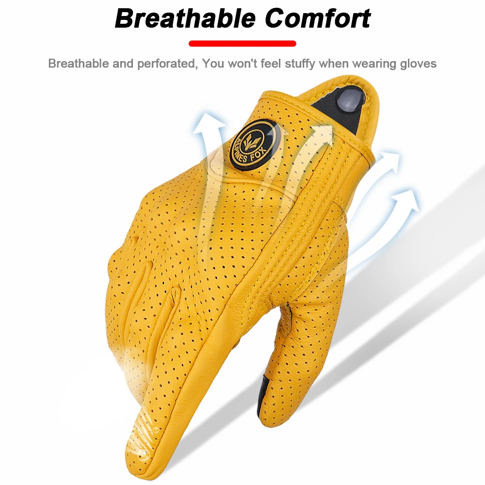 Motorcycle Gloves Full Finger Touch Screen Breathable Vintage Retro Motocross