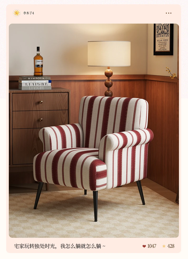 Single Sofa Chair Retro Single French Style in The Living Room Bedroom Study Backrest Sofa Chair Leisure Chair