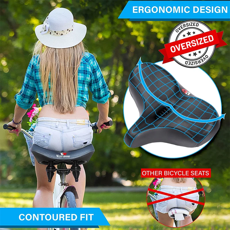 WEST BIKING Ergonomic Bicycle Saddle Long Distance Cycling Widen