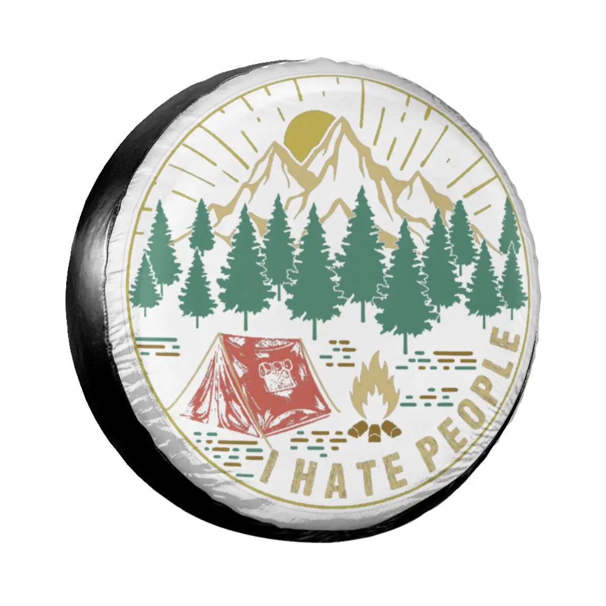 

Camping Hiking I Hate People Spare Tire Cover for Jeep Hummer Waterproof Travel Camper Tam