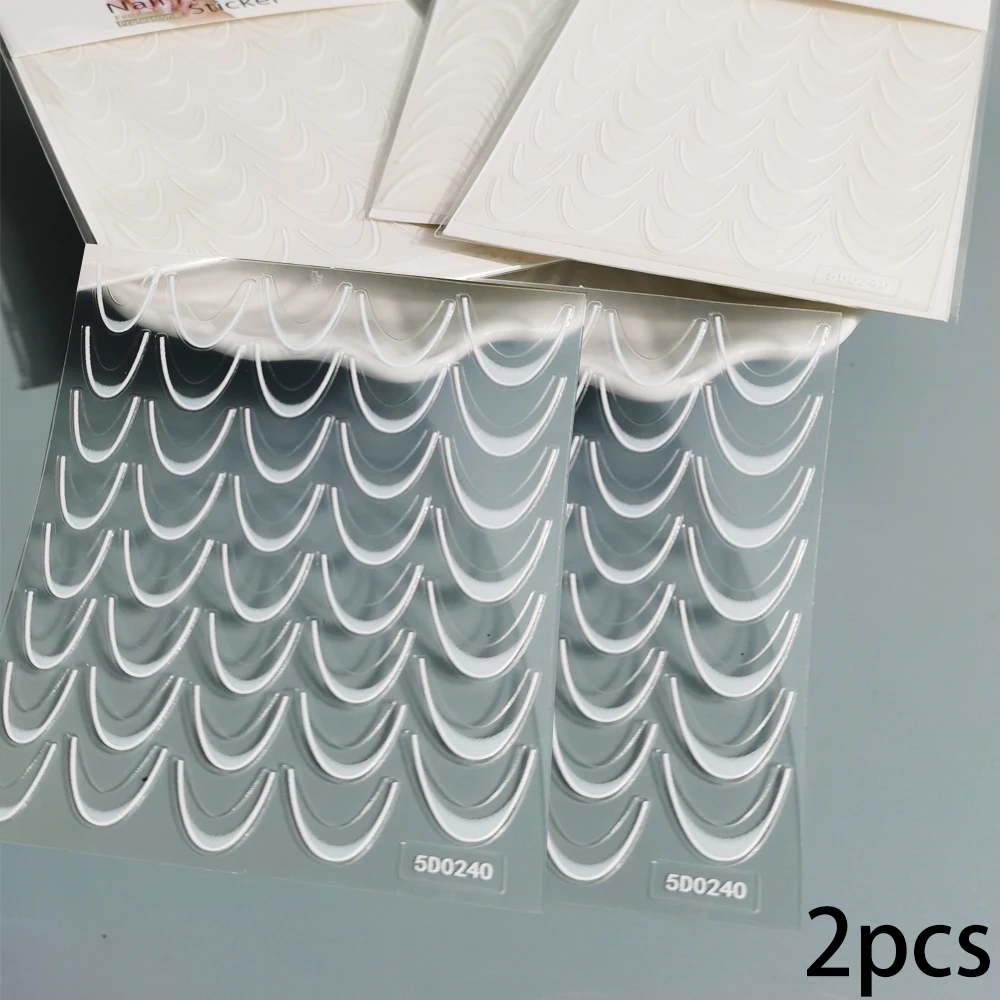 French Gradient Nail Sticker 3D - Crescent Design Nail Decal & Manicure Guide
