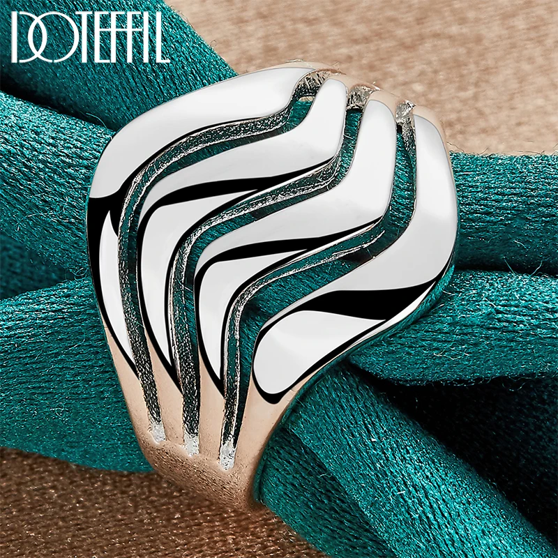 Silver Rings Silver Ring Wedding Rings 925 Sterling Silver Four Lines Smooth Ring For Woman Man