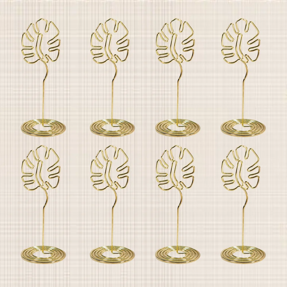 

8pcs Monstera Leaf Note Holder Place Holders Monstera Leaves Table Holders Metal Memo Photo Clip Tabletop Sculpture Golden