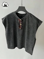 Gilet rétro délavé pour hommes, toutes saisons, couleur unie, décontracté, confortable, pur coton, haute qualité, Streetwear 4