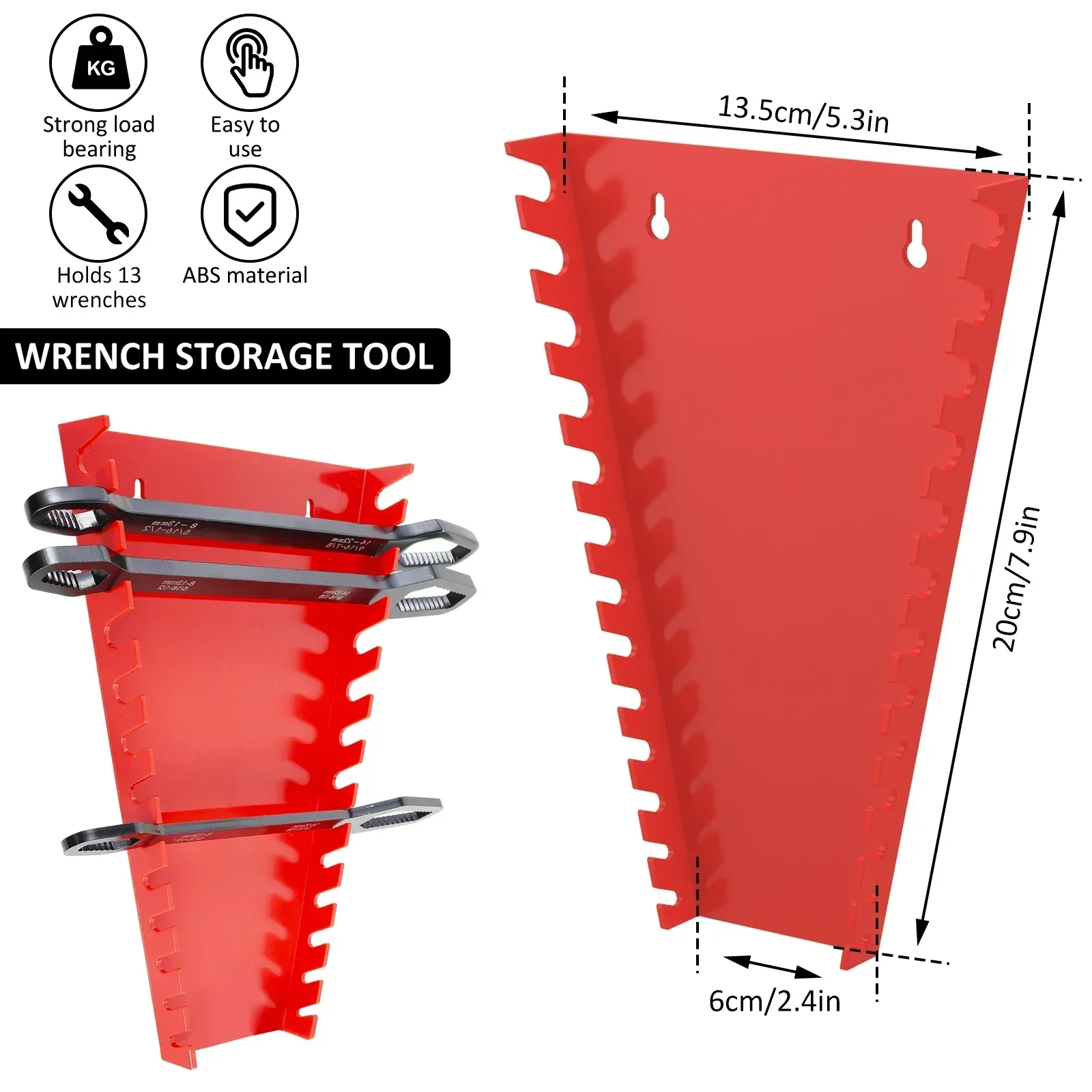 4Pcs Wrench Holder Metal Metric SAE Wrench Organizer Wall-Mounted Tools Storage Tray Holder for 8mm-22mm Tool Tray