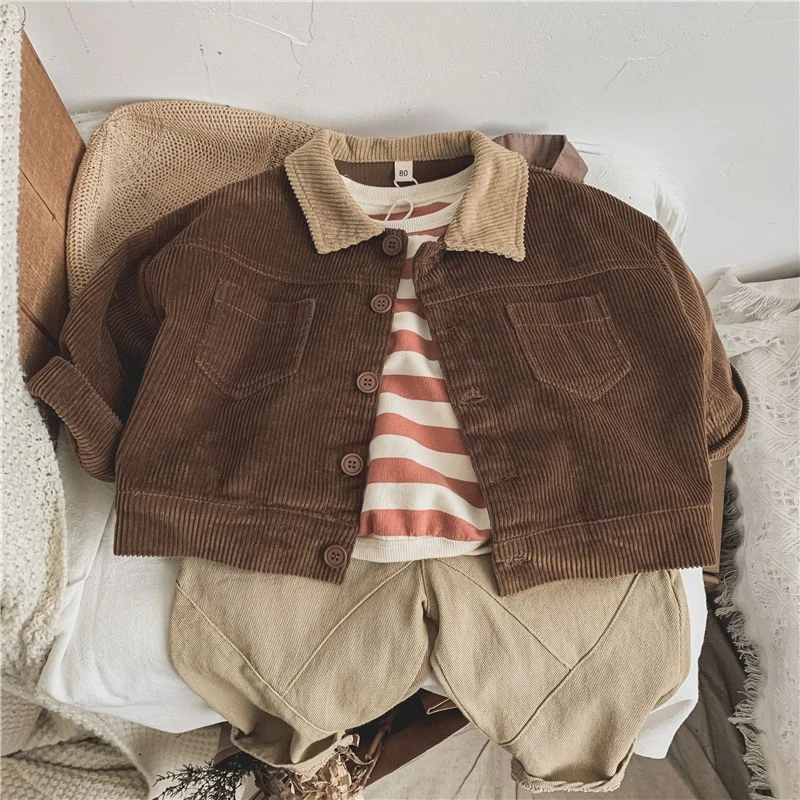 Childrens Retro Coat - Japanese Korean Autumn Winter Jacket for Boys  Girls