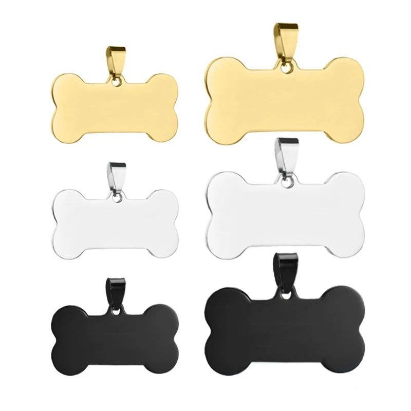 

Stainless Steel Dog Bone Charm Blank For Engrave Gold/Black/Silver Color Metal Dog Bone Charms Mirror Polished Wholesale 10pcs