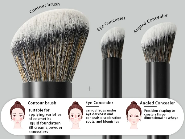 BEILI Dual-ended Makeup Brush Set Professional 12 Pcs Vegan Contour Foundation Powder Eyebrow Bronzer Brushes Cosmetics Kit