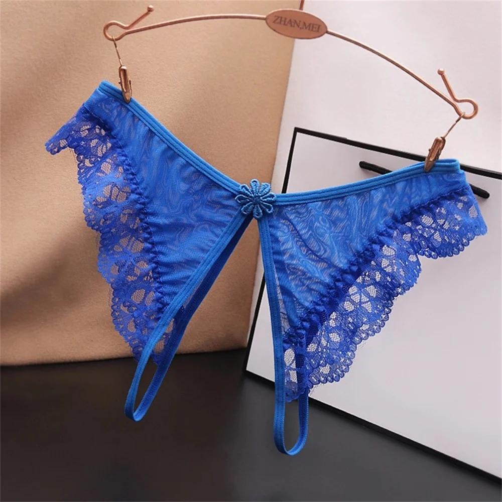 Sexy Transparent Temptation Lace Open Crotch Underwear No Need Take Off Briefs for Sex Plus Size Female Panties M-XL