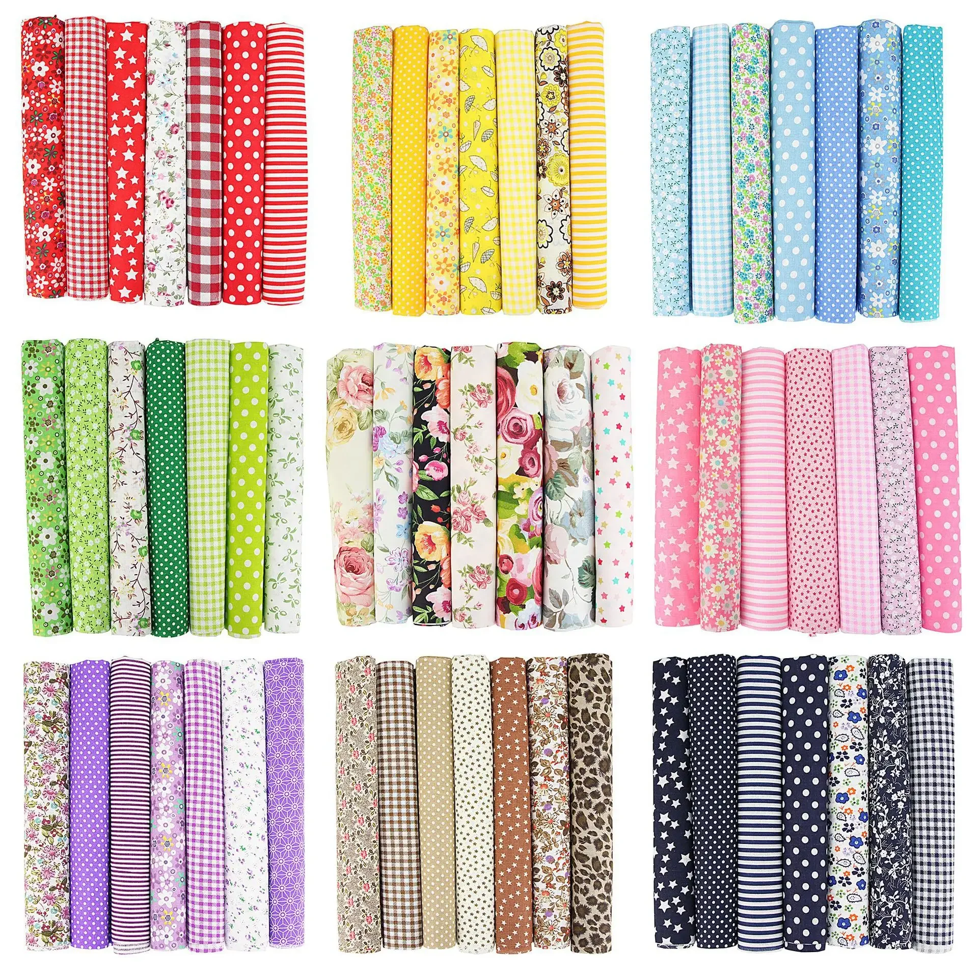 7-Piece Colorful Cotton Patchwork Fabric Set
