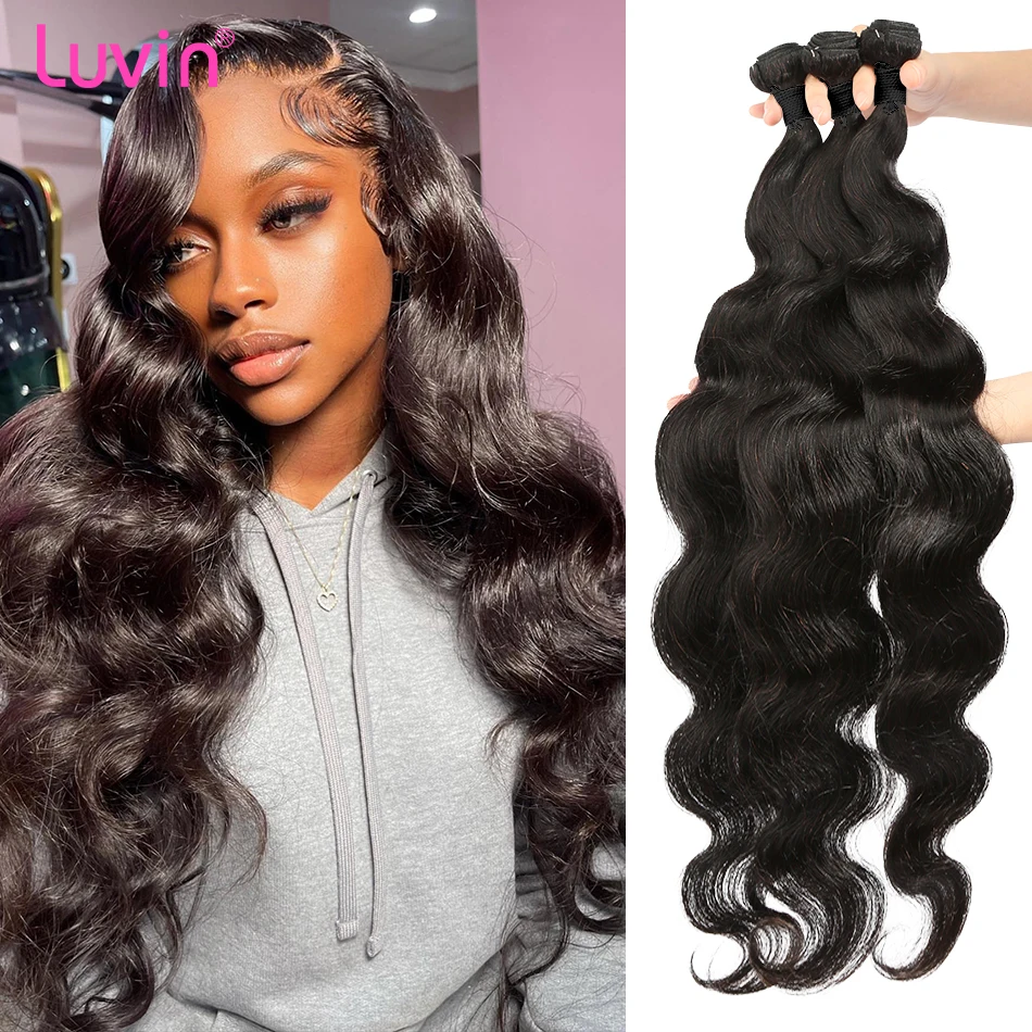 Luvin 3 4 Bundles Body Wave Brazilian Virgin Hair Weave Natural 100