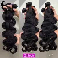 24inch Body Wave Human Hair Bundles 100% Brazilian Raw Human Hair 1/3/4 Bundles for Women 10A Thick Bundles 3 Days Delivery 2