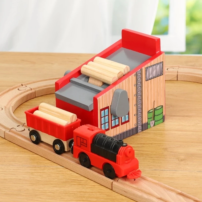 Wooden Railway Track Accessories Set with Bridge and Tunnel