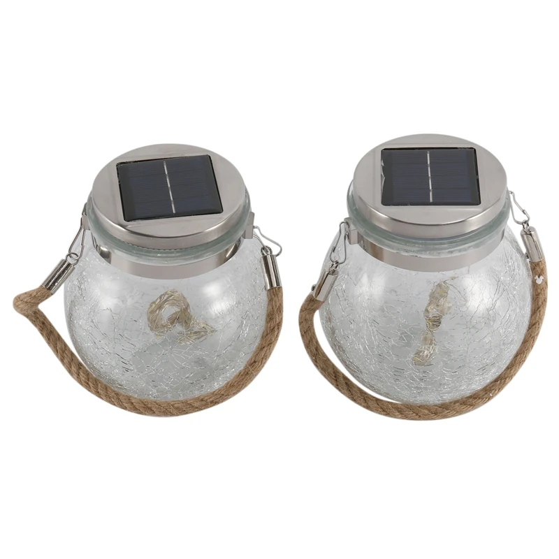 

2 Pack Hanging Solar Lights Solar Lanterns Outdoor Solar Table Lamp Solar Lantern Light Solar Jar Lights