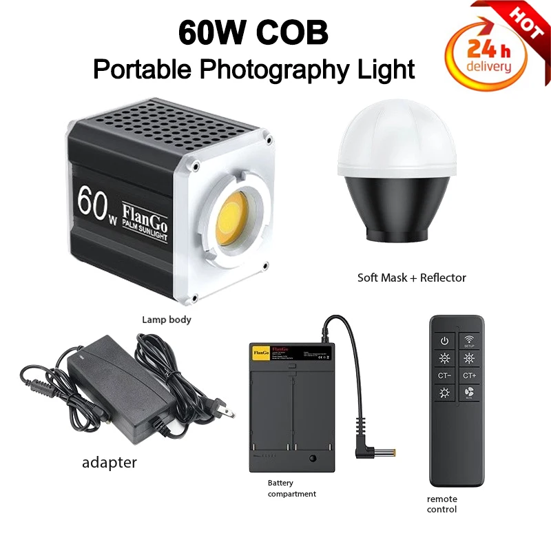 

Mamen 60W COB Video Fill Light 2800K-6800K Bi-Color Photography Portable LED Lighting for Studio Film Video Live Streaming