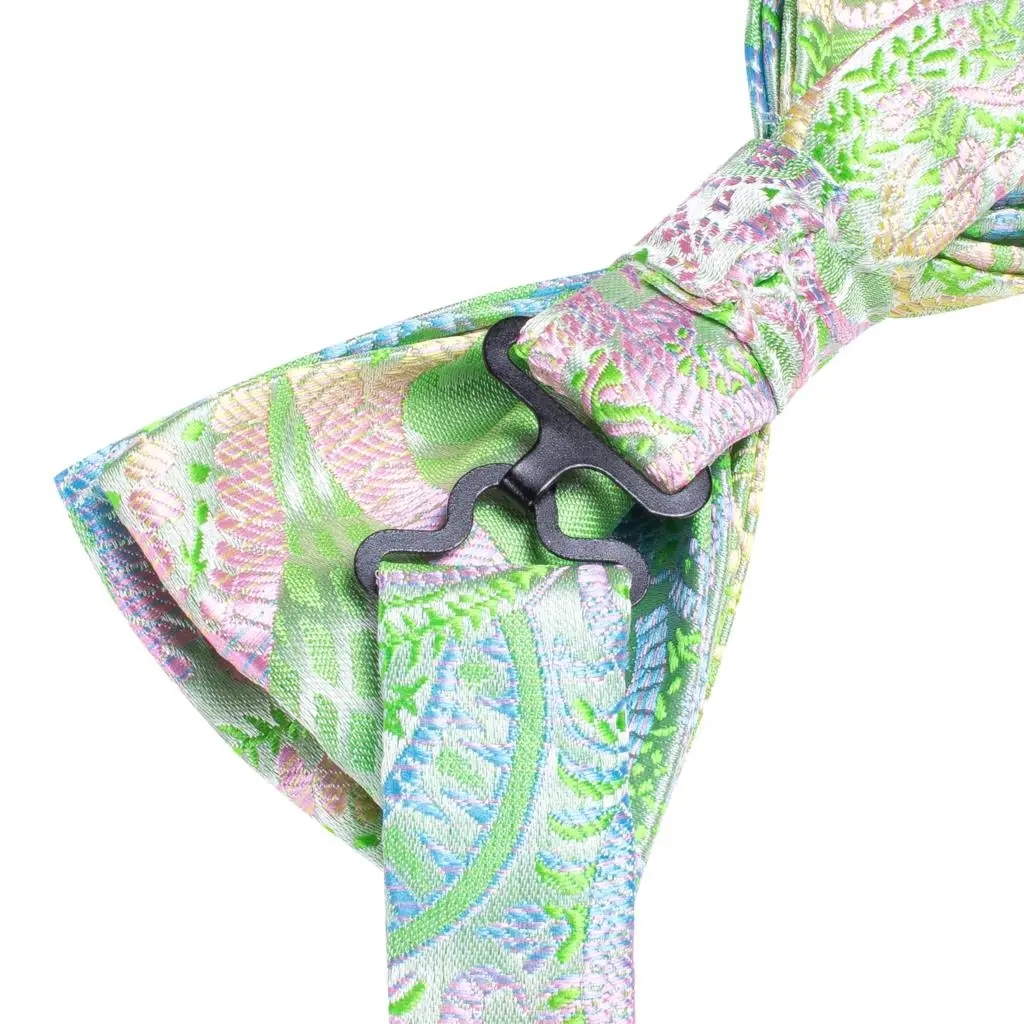 Hi-Tie Marke Seide Herren Fliege Einstecktuch Manschettenknöpfe Set Schwarz Rot Blau Gold Grün Weiß Vorgebunden Schmetterling Knoten Fliege Hochzeit Arbeit – Detail 13