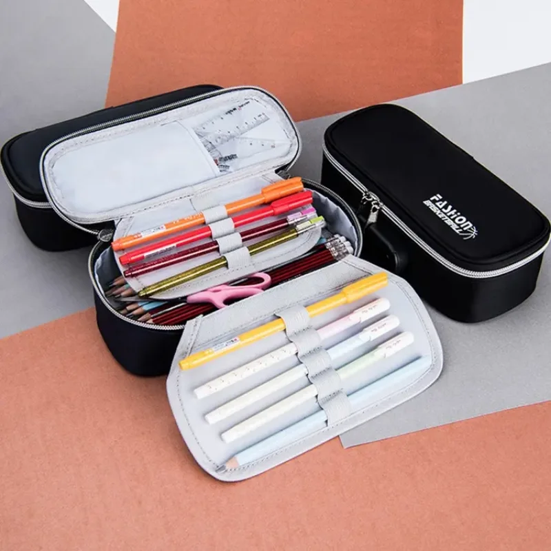 휴대용 번호 잠금 연필 케이스, 소년 캔버스 연필 가방, 대용량 연필 케이스, 학생 문구 가방, 어린이 펜 케이스 선물