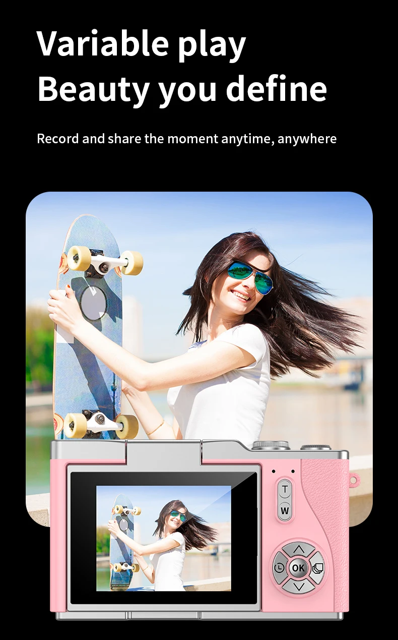Digital Camera，2.4-inch HD rotating screen，4K video recording，800mAh battery capacity，48 megapixels，Beauty function，Ins  style - 5
