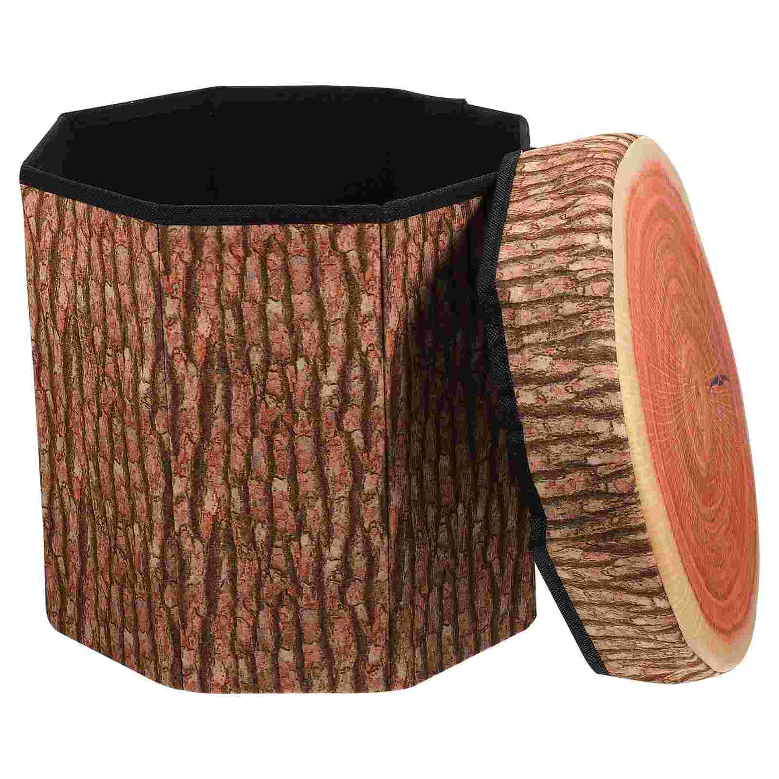

Wooden Pile Storage Stool Multi-functional Stools with Lid Home Organizer Flannel Sundries Holder Folding