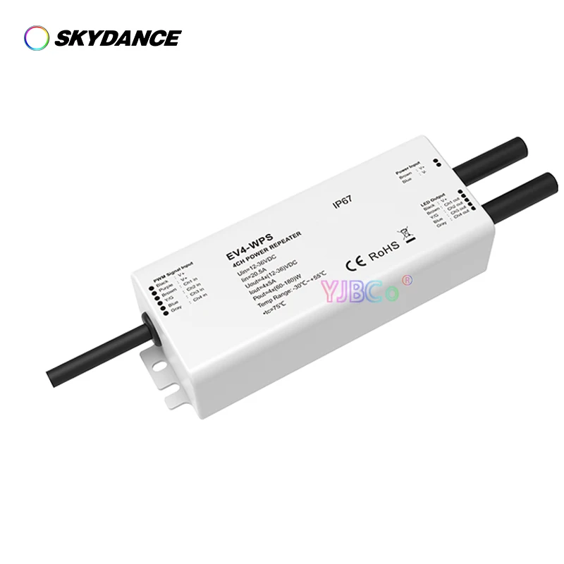 new arrival constant voltage led power repeater 1chx10a 3chx5a 3chx8a rgb controller output cv pwm signal dc5v 24v Single color/CCT/RGB/RGBW LED strip tape controller 4 channel Waterproof IP67 Power Repeater 4CH receive PWM signal 12V-36V 24V