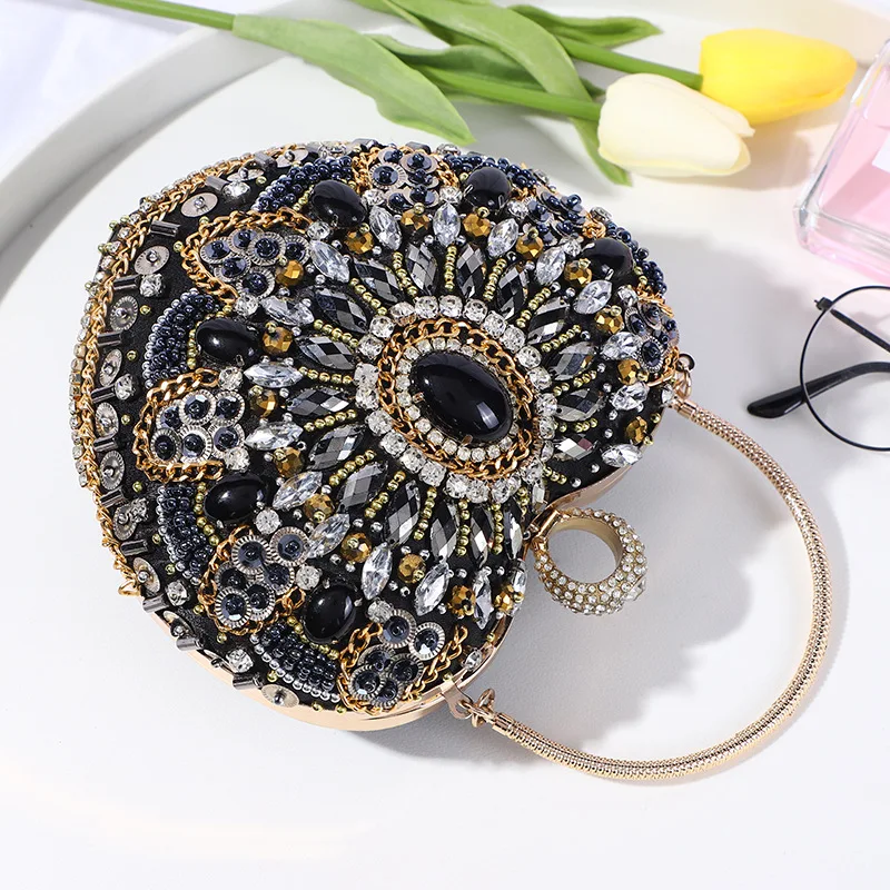 Heart Women Bag Finger Diamonds Purse Clutch Chain Shoulder Emroidery Messenger Bag Rhinestones Weeding crossbody bag women shoulder bag women messenger bag