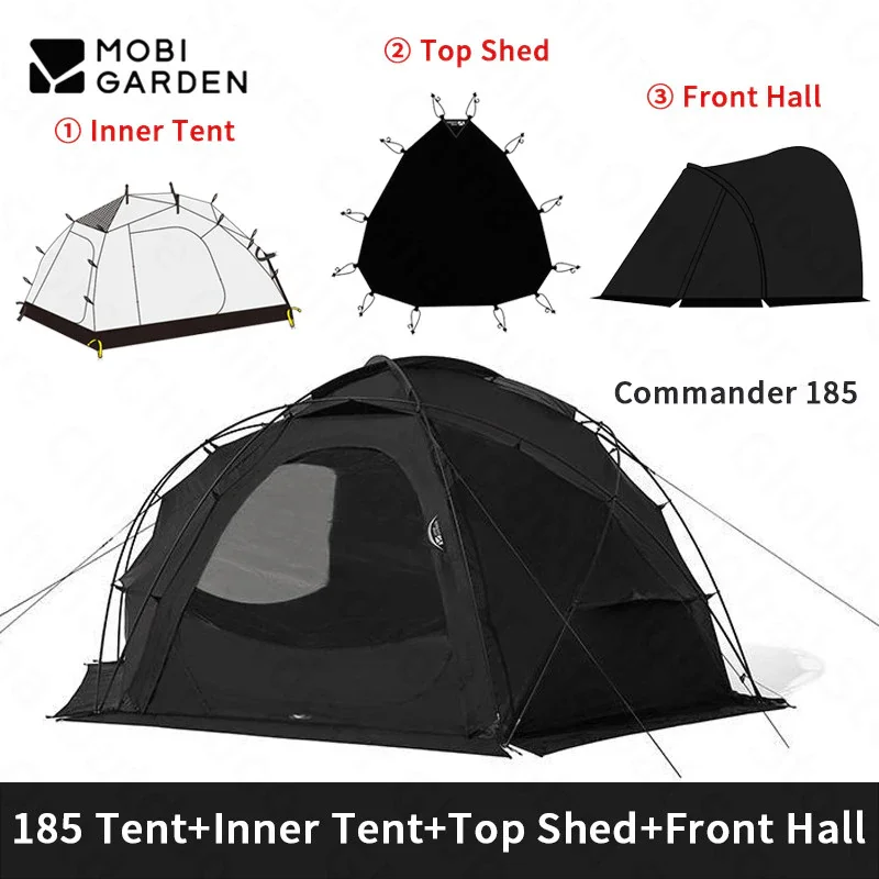 MOBI GARDEN Dome Tent With Snow Skirt Chimney Black Spherical