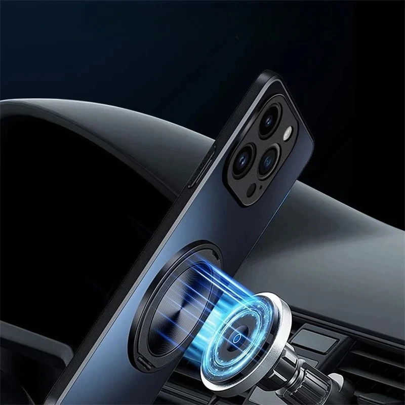 Matte Magnetic Shockproof Hard Bumper Stand Case Cover