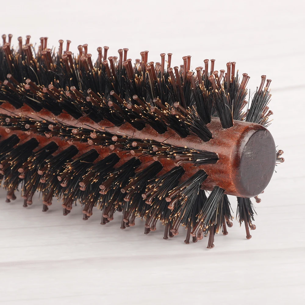 6 Style Natural Boar Bristle Hair Round Brush Wood Handle Round Barrel Hair Comb Hair Roller Brush Hairdressing Styling Tools 2