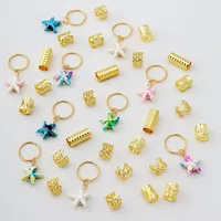 Perles multicolores en forme d'étoile de mer pour tresses, perles pour dreadlocks, 35 pièces/ensemble, tubes et anneaux dorés, outils de coiffure pour tresses bohèmes 5