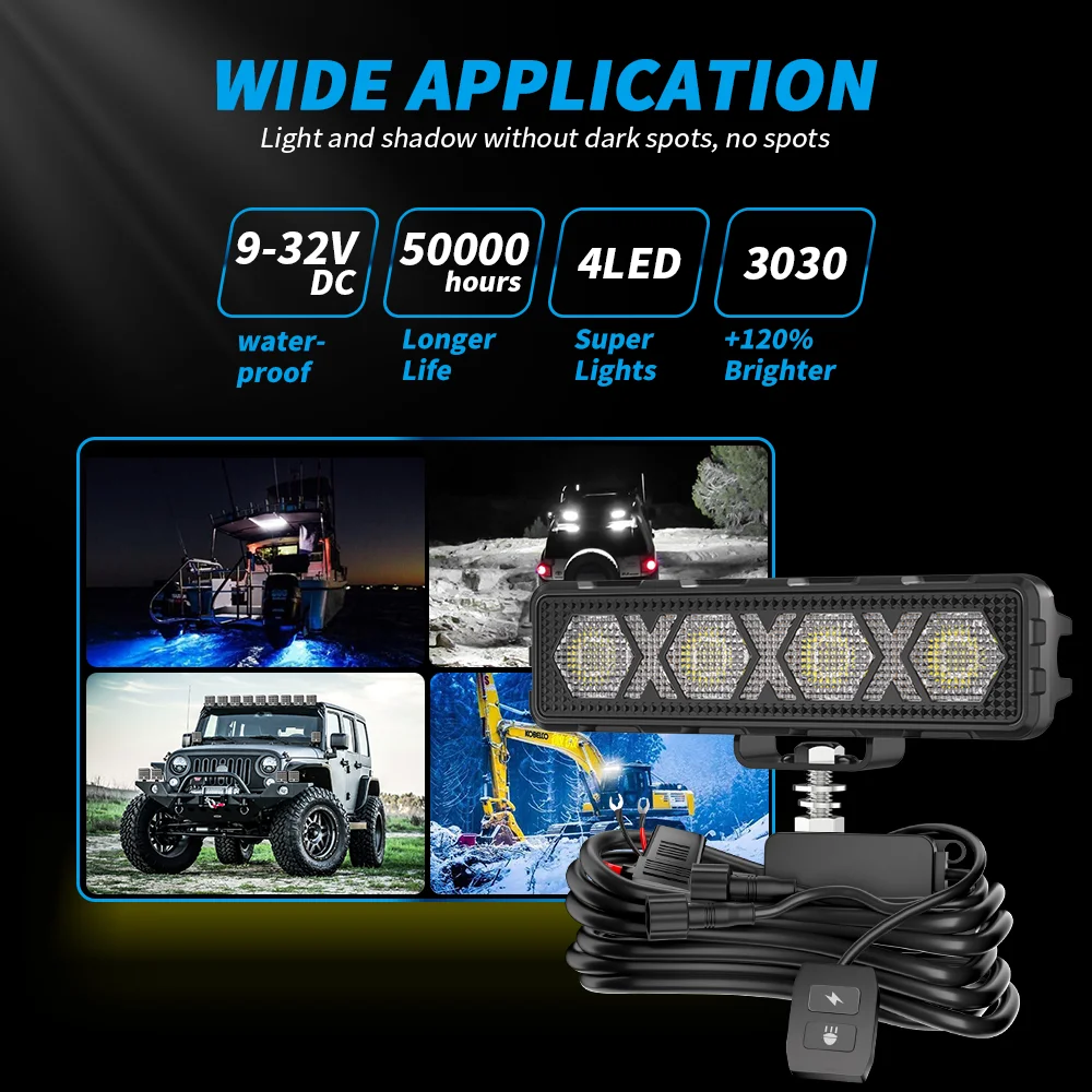 6Inch Work Fog Light Long Range Auxiliary Auto Fog Light Led Light Bar for Moto