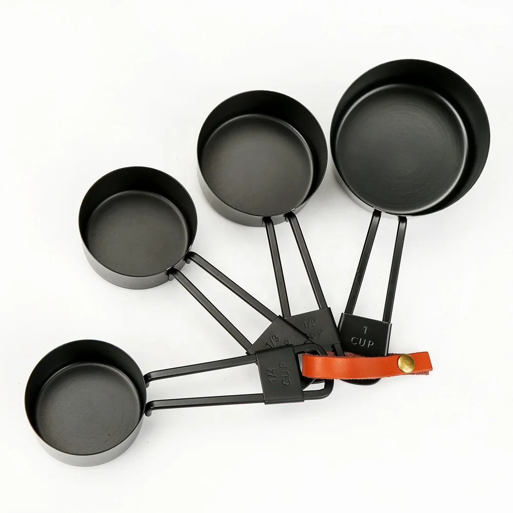 

9pcs Stainless Steel Measuring Cups and Spoons Set Black Cooking Baking Measuring Spoons Coffee Spoon Measuring Tools