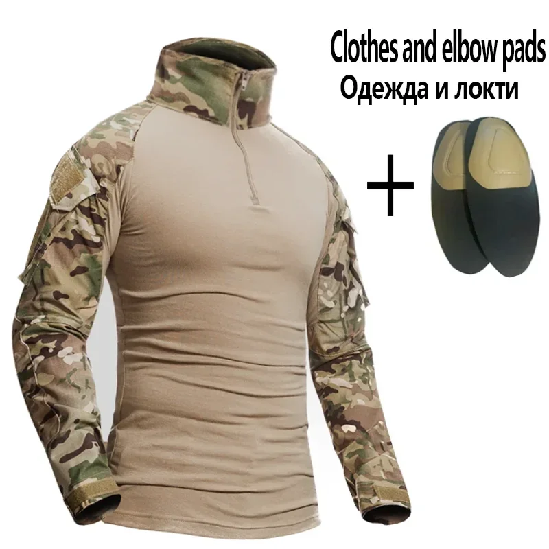 Softair Paintball Work Clothing Uniform Tactical Combat Camouflage Shirts Cargo Knee Pads Hunting Pants Sets Men Clothing 5