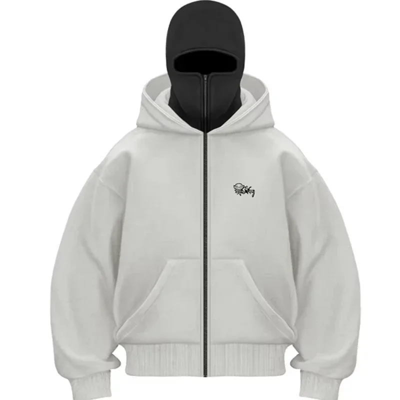 Fashion Trend American New Letter Printed Zipper Hooded Sweater Men Y2K Harajuku Vintage Hip-hop Popular Casual Couple Hoodies 3