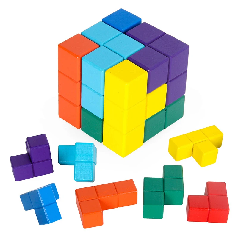 Casse Tete 3D Wooden Cube Puzzle IQ Logic Training Brain Teaser Puzzles Rompecabezas Montessori Educational Toys 5