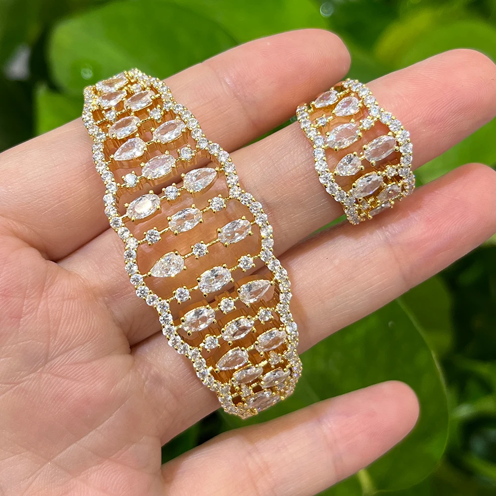 018826 高級バングルセット女性のためのキュービックジルコンワイド